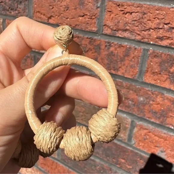 Bohemian Rustic Rattan Earrings - Picture 4 of 5